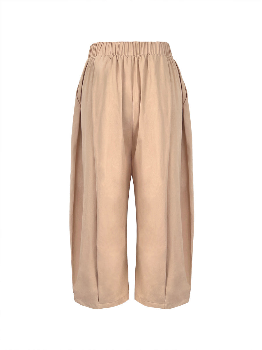 Wide-Leg Pleated Pocket Relaxed Pants