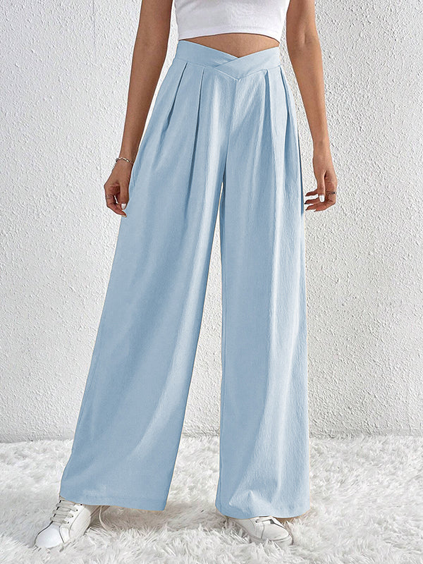 Wide-Leg Pleated Relaxed Pants