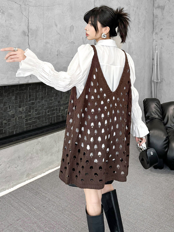 V-Neck Sleeveless Cut-Out Relaxed Vest