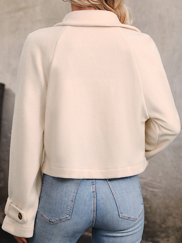 Notch-Collar Button-Detail Long-Sleeve Relaxed Jacket