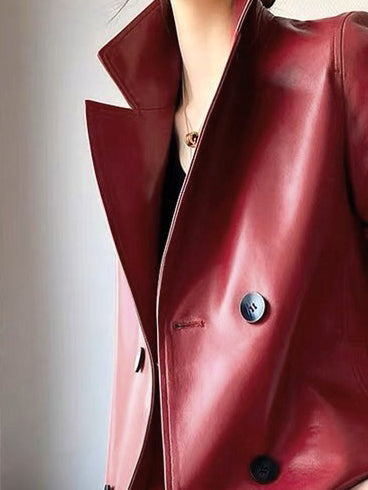 Notch-Collar Button-Detail Long-Sleeve Jacket