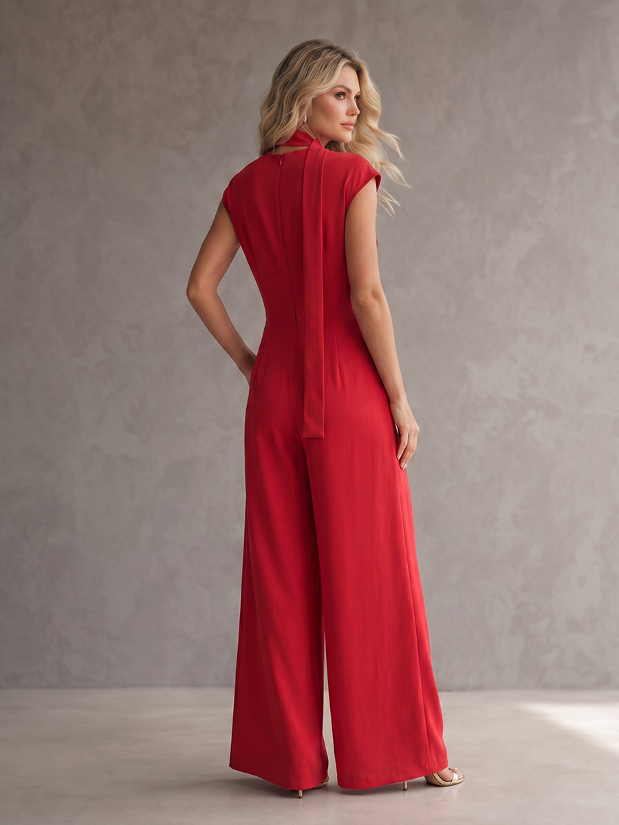 Wide-Leg V-Neck Pocket Relaxed Jumpsuit