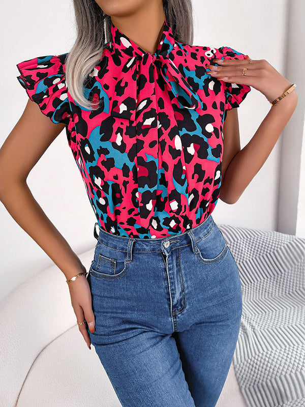 Leopard Print Cap-Sleeve Relaxed Vest