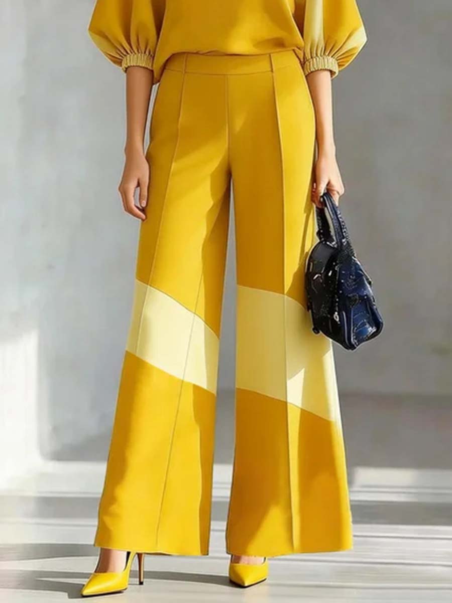 High-Waist Pocket Relaxed Contrast Pants