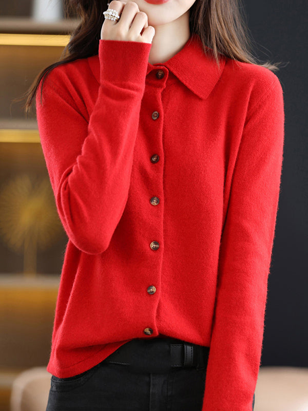 Button-Detail Long-Sleeve Relaxed Cardigan