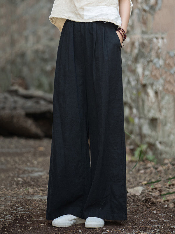 Wide-Leg Elastic Pants