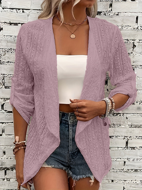 Button-Detail Long-Sleeve Cut-Out Relaxed Jacket