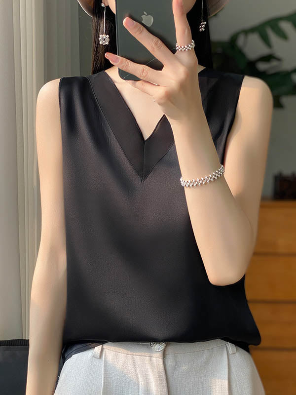 V-Neck Sleeveless Relaxed Vest