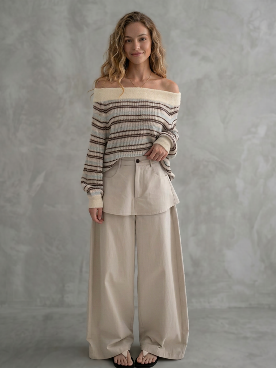 High-Waist Button-Detail Pocket Pants