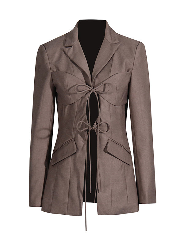 Notch-Collar Pocket Long-Sleeve Relaxed Blazer
