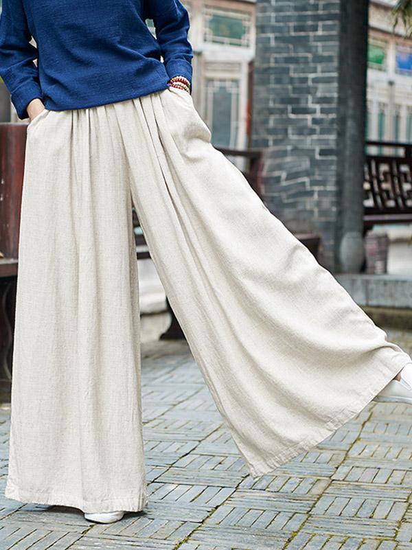 Linen Wide-Leg Relaxed Pants