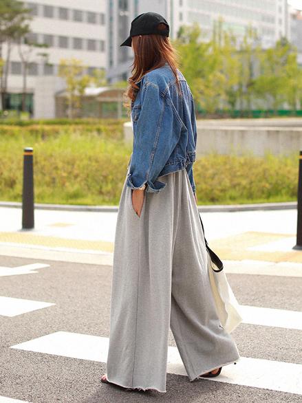 Wide-Leg Elastic Relaxed Pants