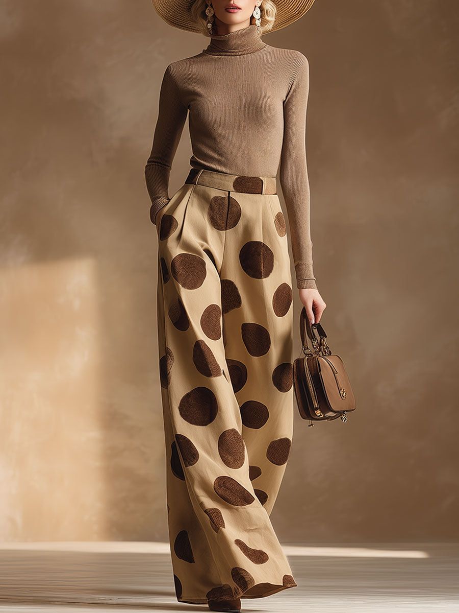 Wide-Leg High-Waist Pleated Pocket Pants