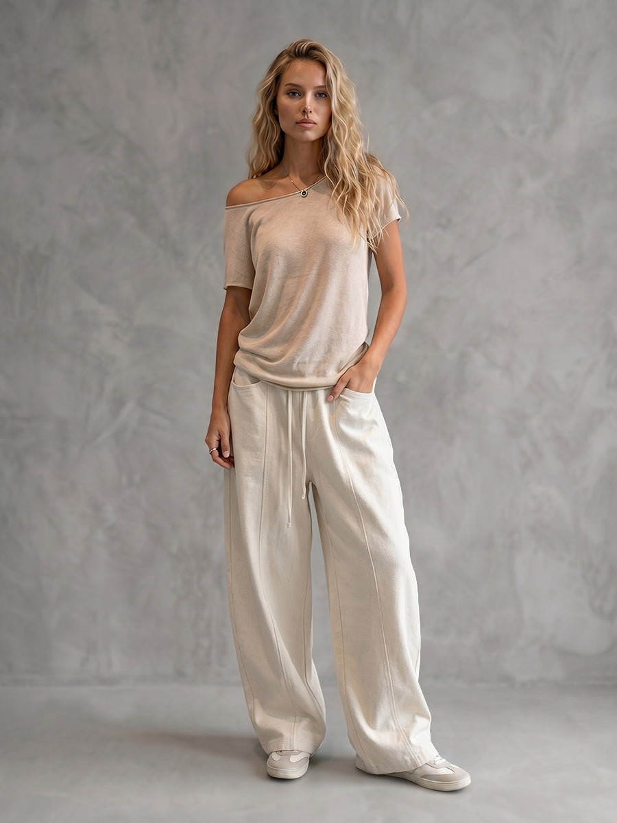 Wide-Leg Drawstring Pocket Relaxed Pants