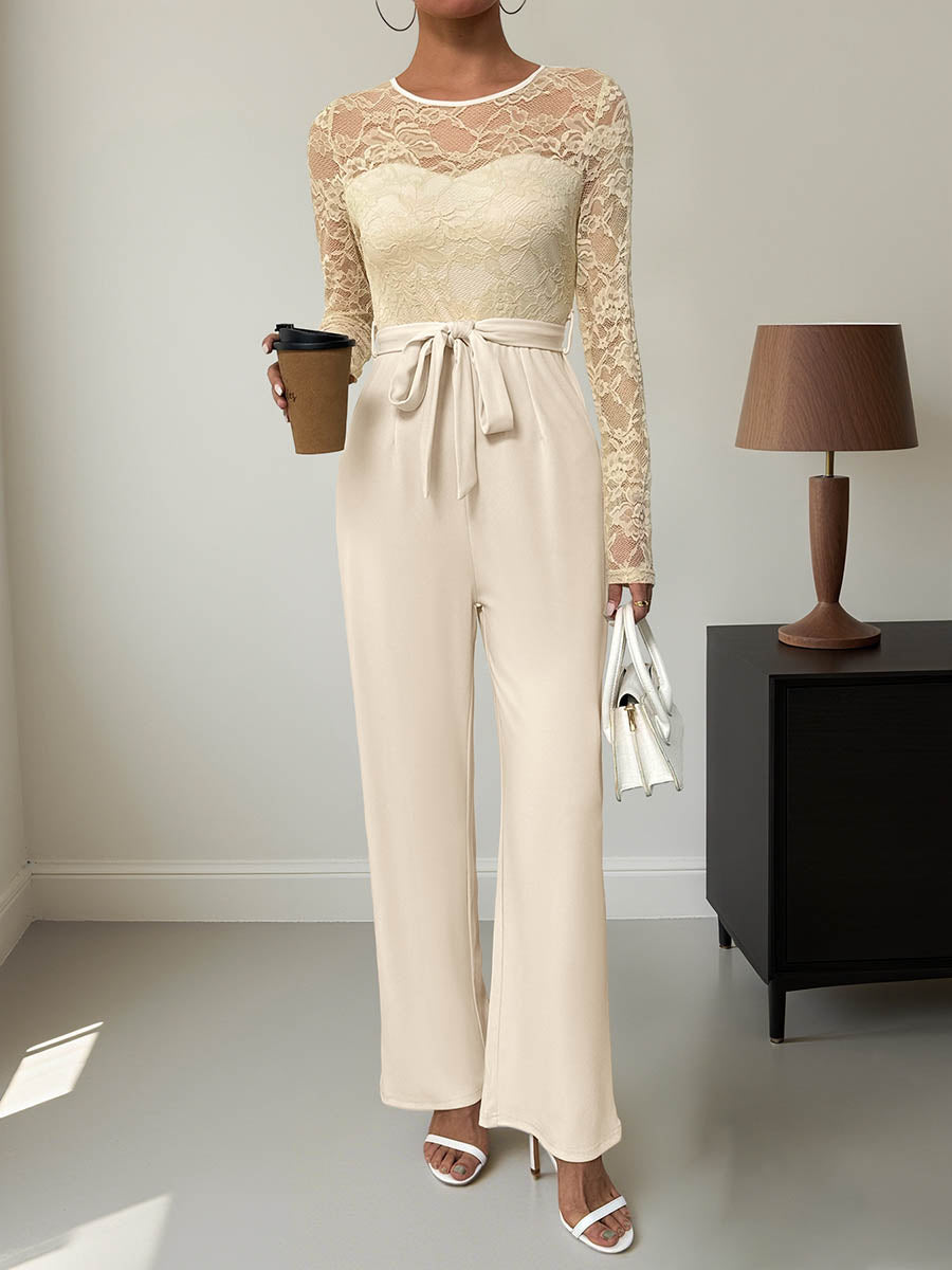 High-Waist Round-Neck Jumpsuit