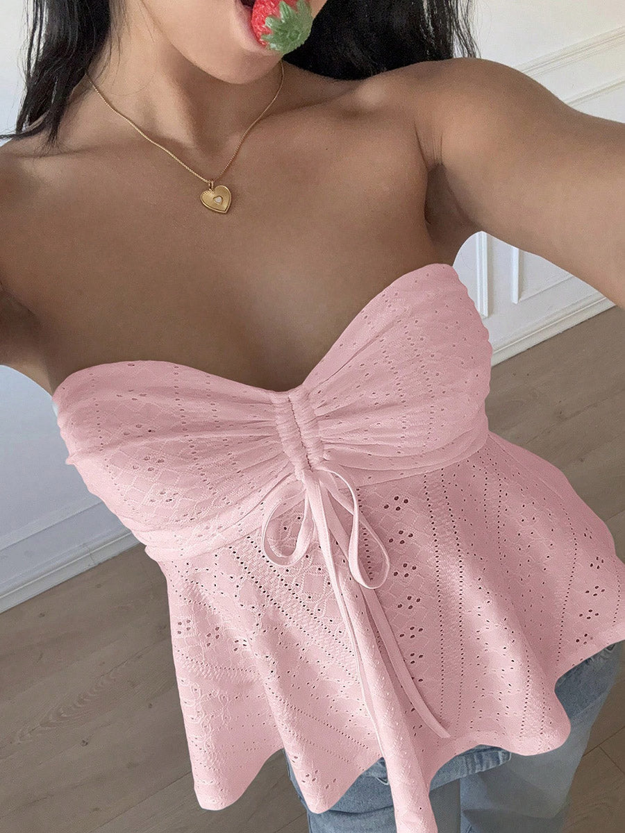 Pleated Open-Back Sleeveless Cut-Out Vest