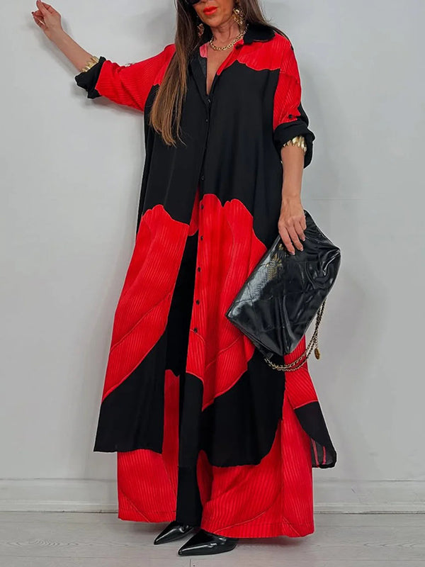 Floral Wide-Leg High-Waist Drawstring Pants