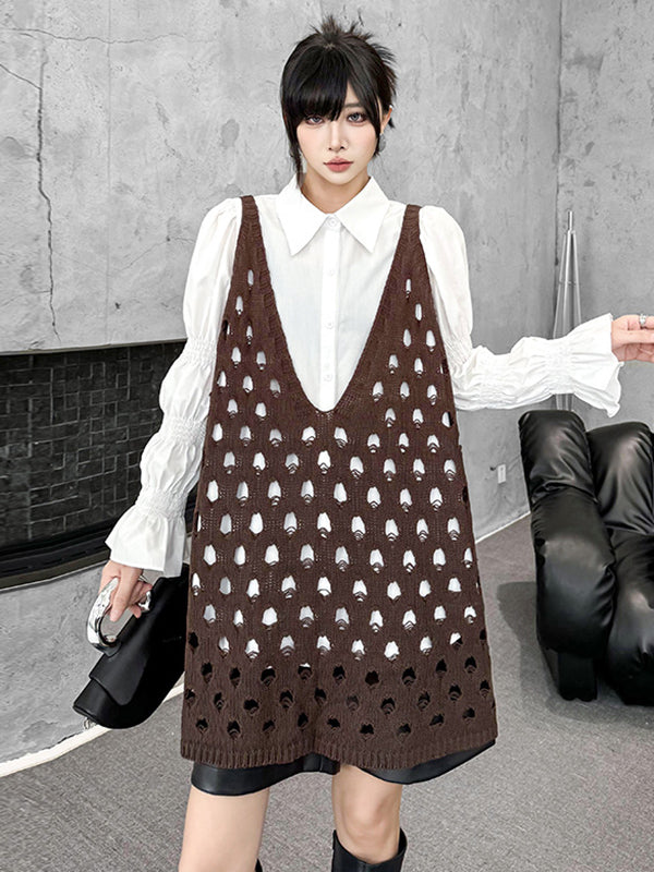 V-Neck Sleeveless Cut-Out Relaxed Vest