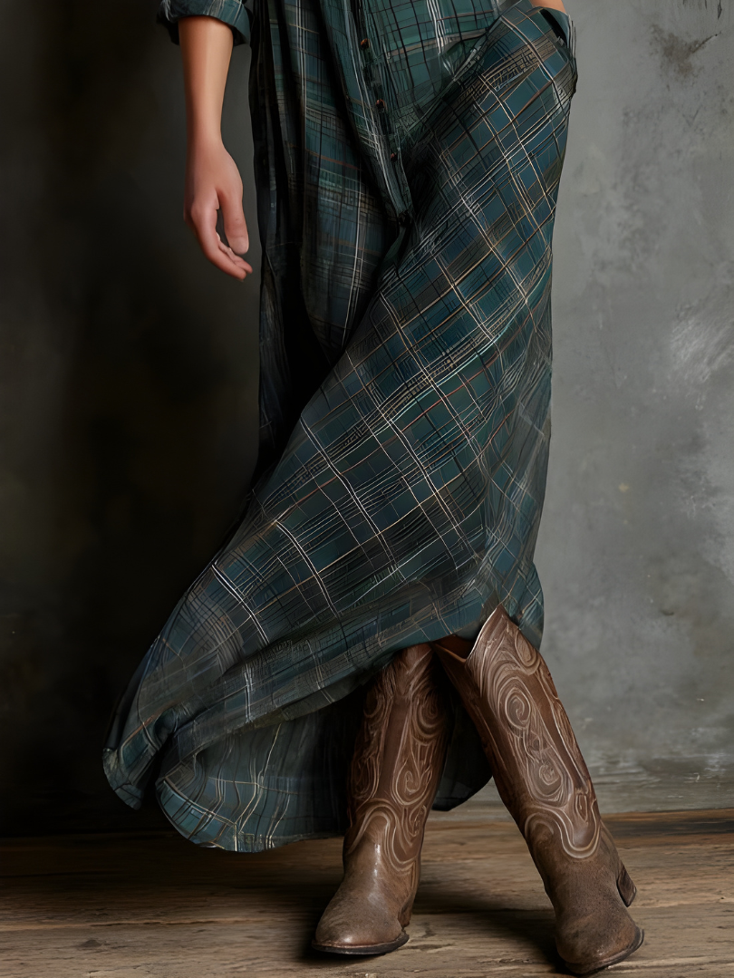 Cassandra | Plaid Maxi Dress
