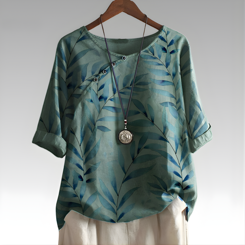 Lusette | Nature-Inspired Button Detail Top