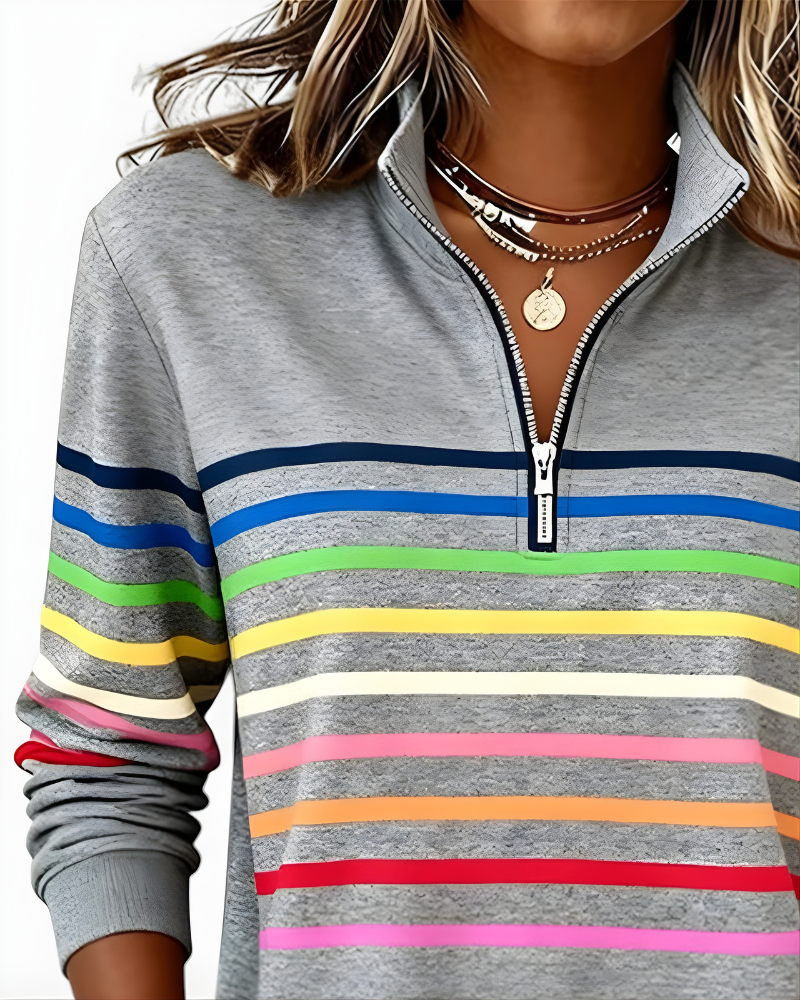 Raina | Striped Zip Hoodie
