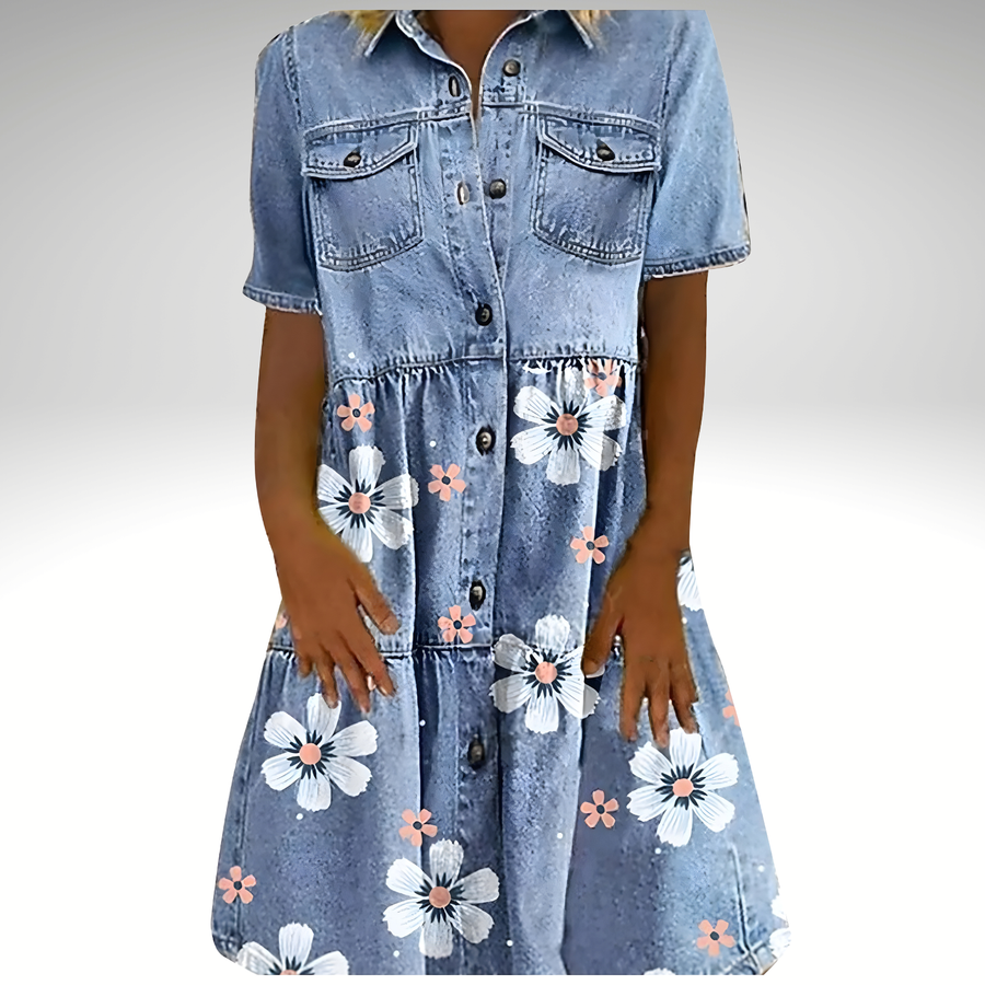 Maribel | Denim Flower Dress