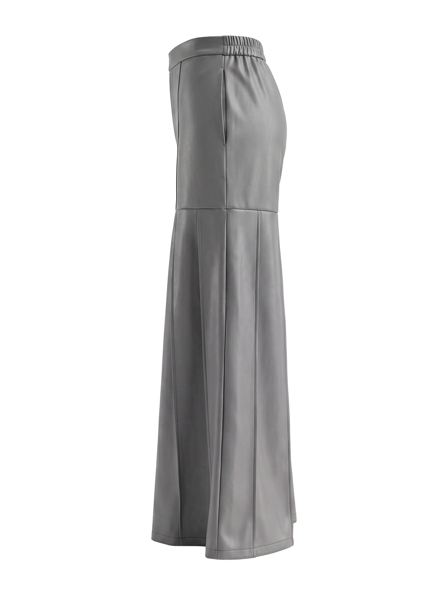 Wide-Leg High-Waist Pleated Zip Pants