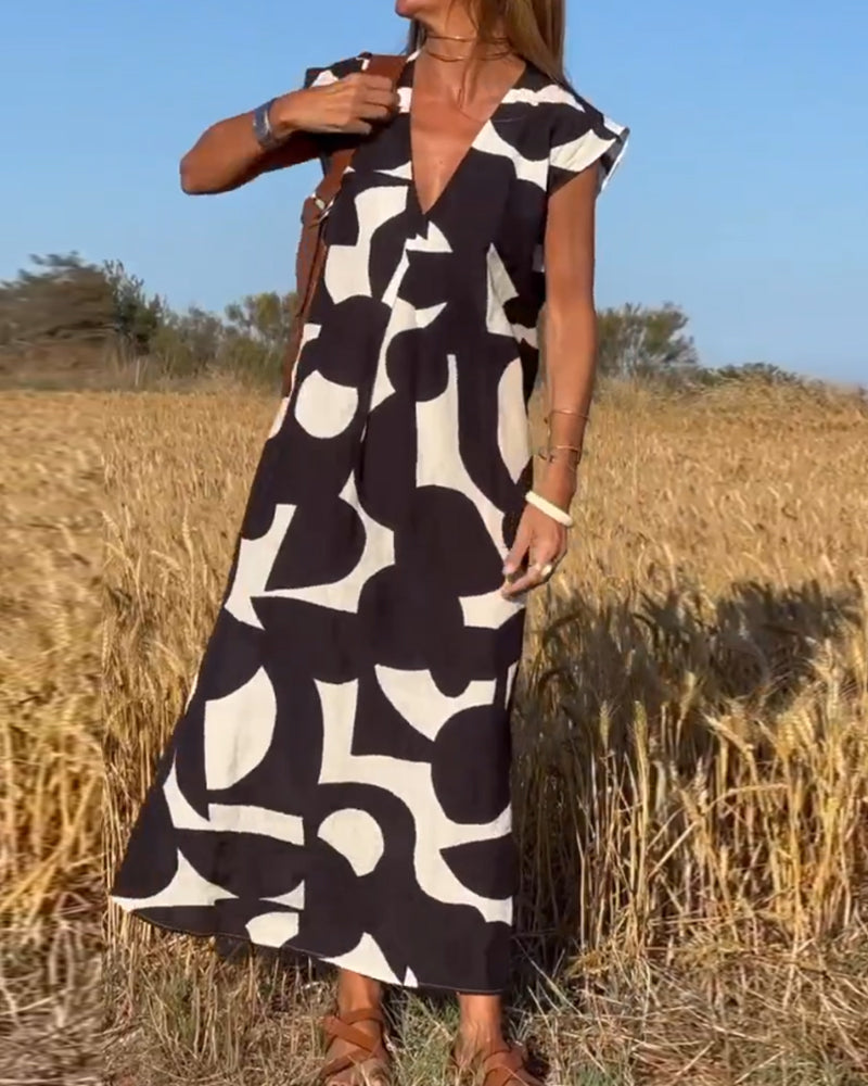 Victoria | V-Neck Printed Dress