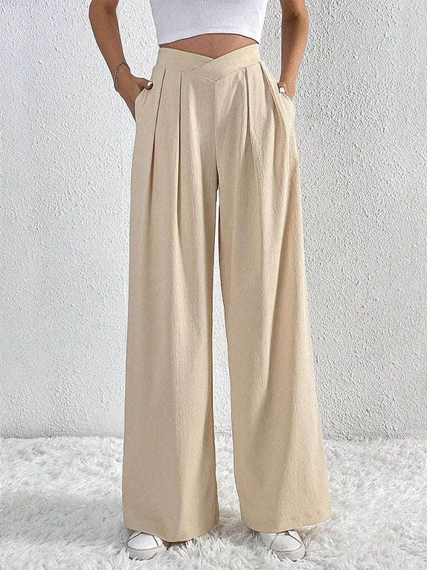 Wide-Leg Pleated Relaxed Pants