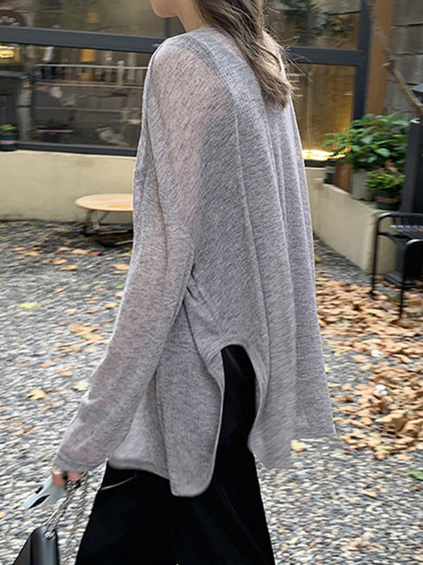 V-Neck Button-Detail Long-Sleeve Relaxed Cardigan