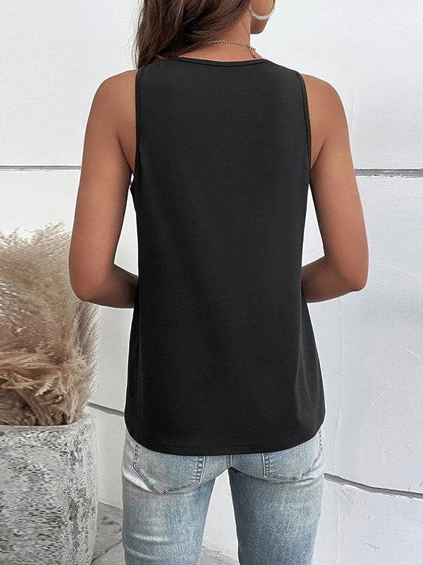 V-Neck Sleeveless Cut-Out Relaxed Vest