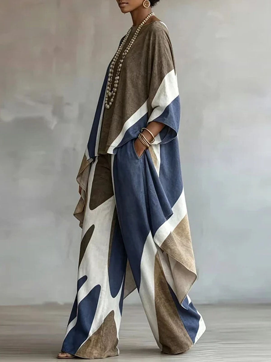 Printed Wide-Leg Pocket Relaxed Pants