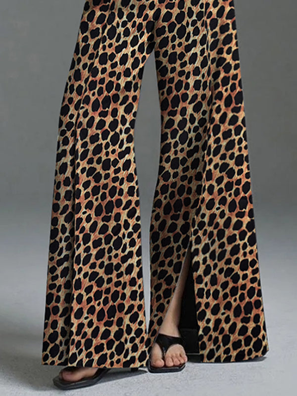 Leopard Print Wide-Leg Relaxed Pants