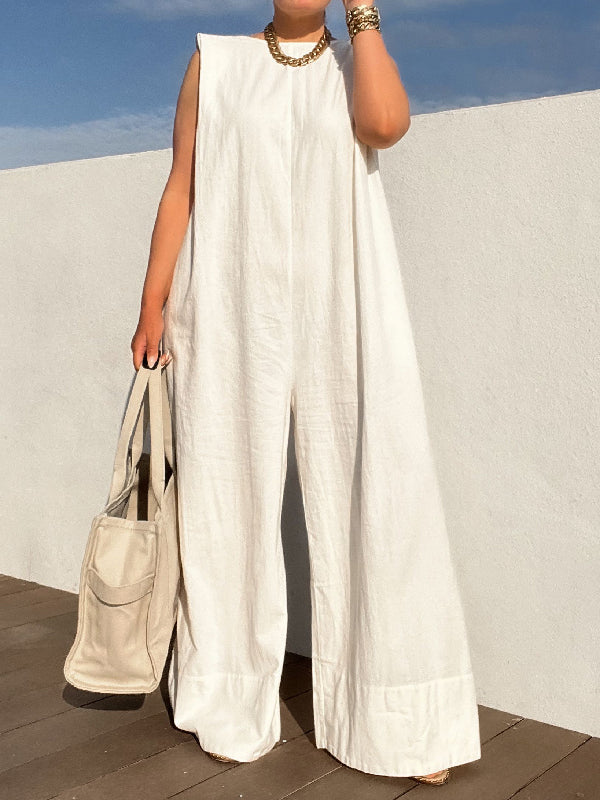 Wide-Leg Sleeveless Jumpsuit