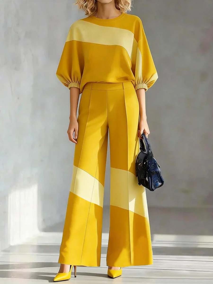 High-Waist Pocket Relaxed Contrast Pants