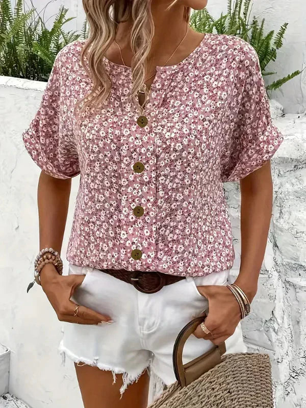 Amira | Floral Button-Up Blouse