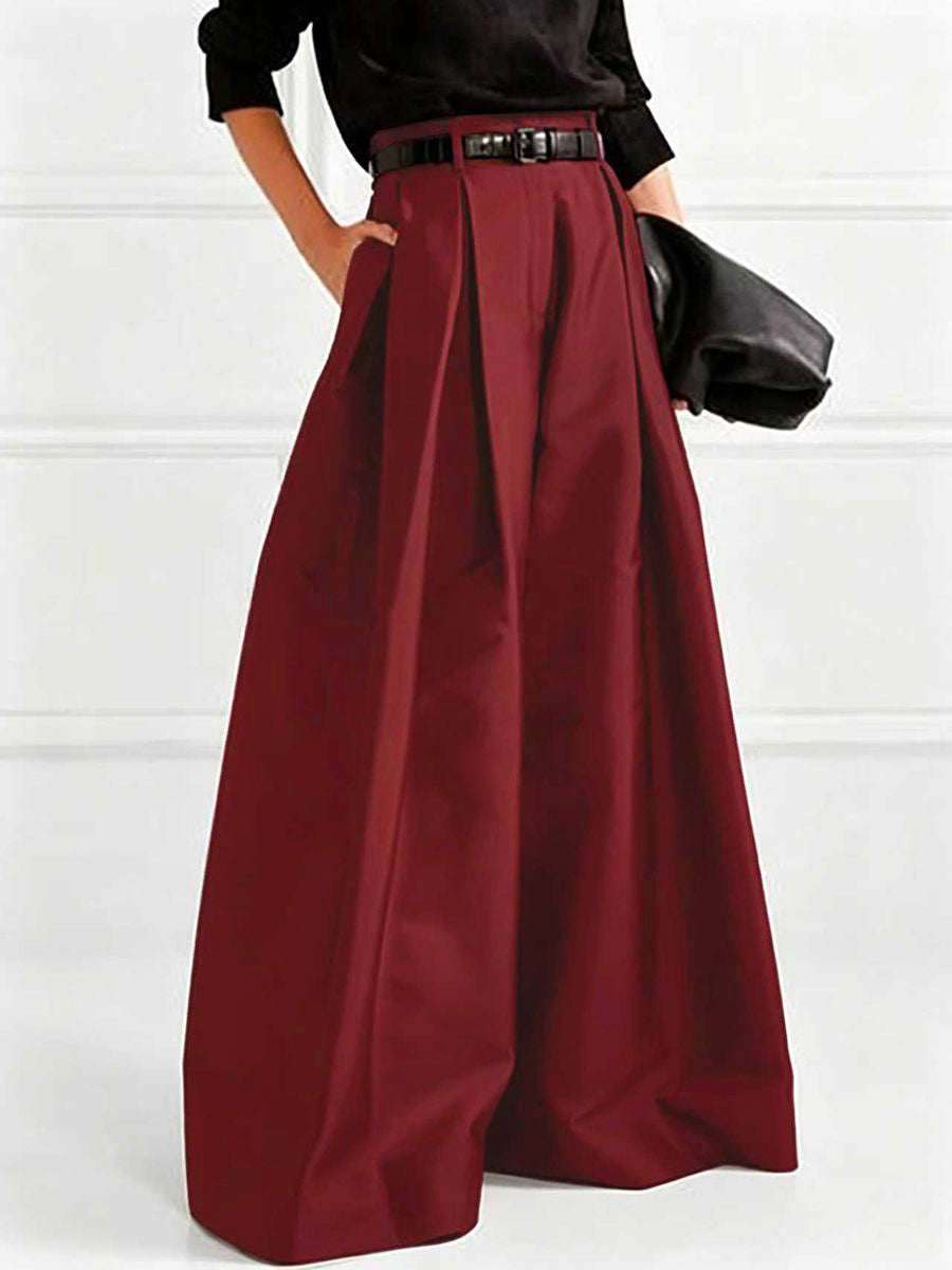 Wide-Leg Pleated Pants