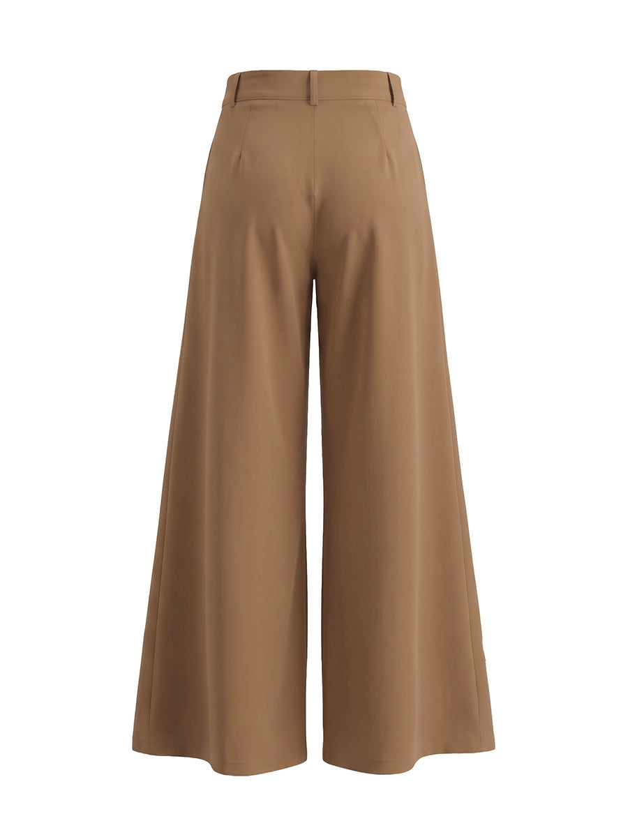 Wide-Leg Pleated Pants