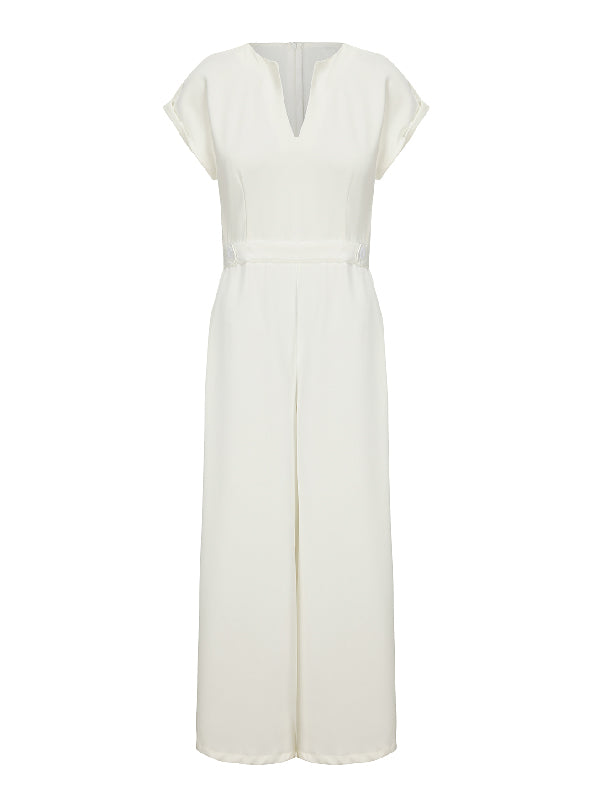 Wide-Leg Cap-Sleeve Jumpsuit