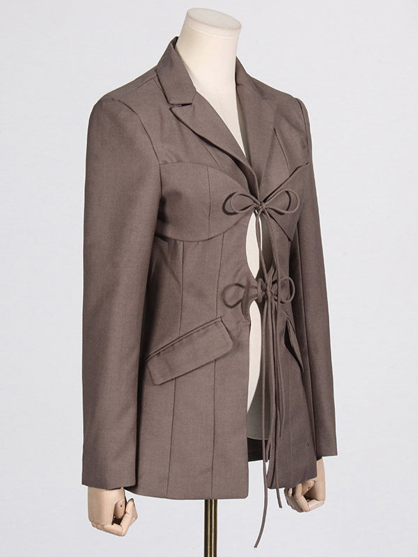 Notch-Collar Pocket Long-Sleeve Relaxed Blazer