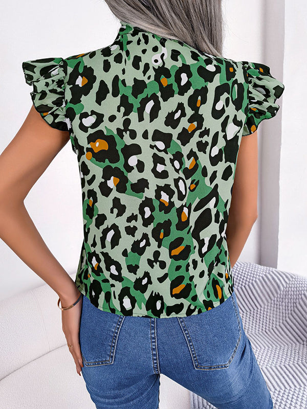 Leopard Print Cap-Sleeve Relaxed Vest