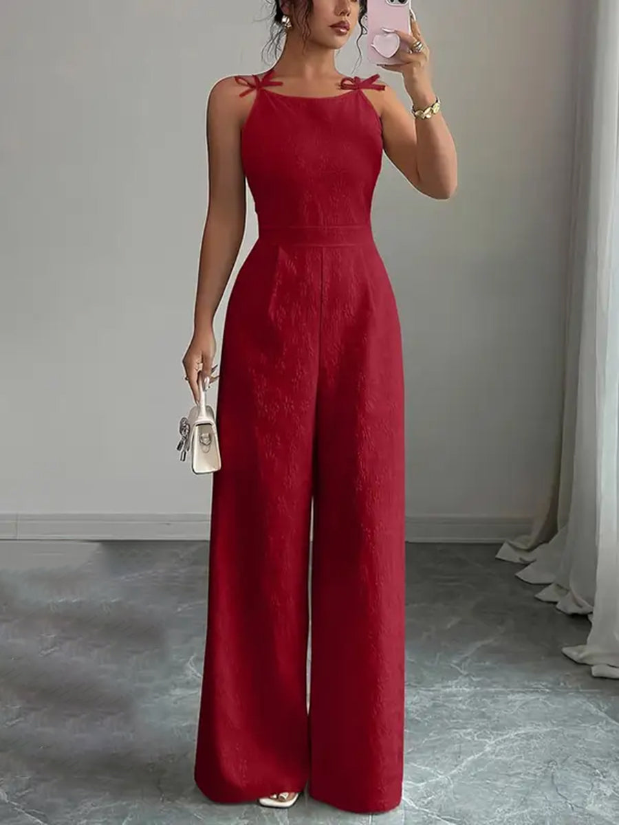 Wide-Leg Zip Sleeveless Jumpsuit