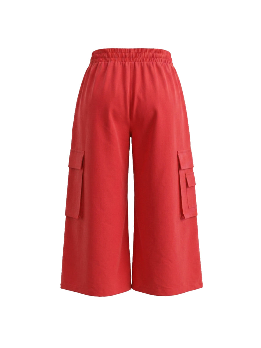 High-Waist Pocket Elastic Relaxed Pants