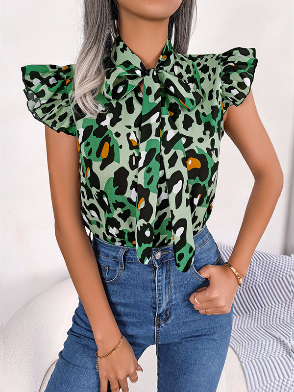 Leopard Print Cap-Sleeve Relaxed Vest