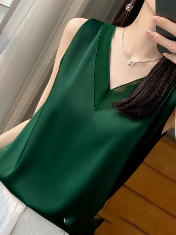 V-Neck Sleeveless Relaxed Vest