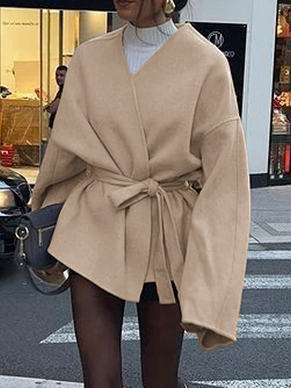 V-Neck Long-Sleeve Relaxed Jacket