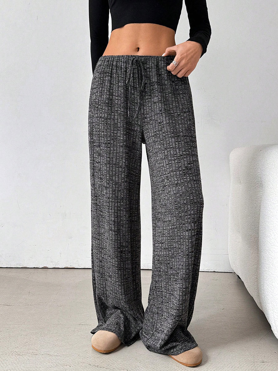 Striped High-Waist Drawstring Contrast Pants