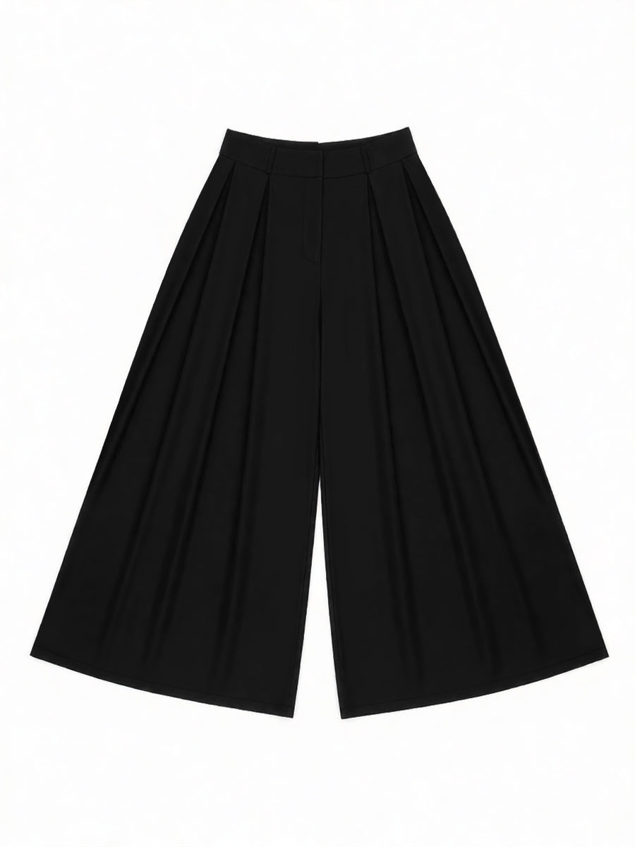 Wide-Leg Pleated Pants