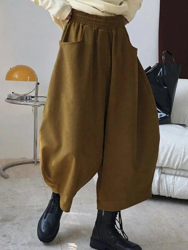 Wide-Leg Harem Elastic Pants