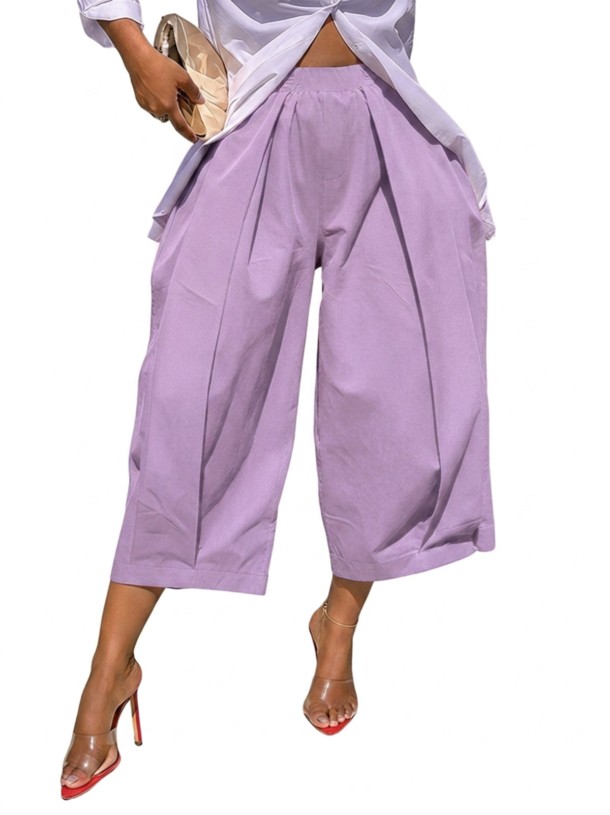 Wide-Leg Pleated Pocket Relaxed Pants